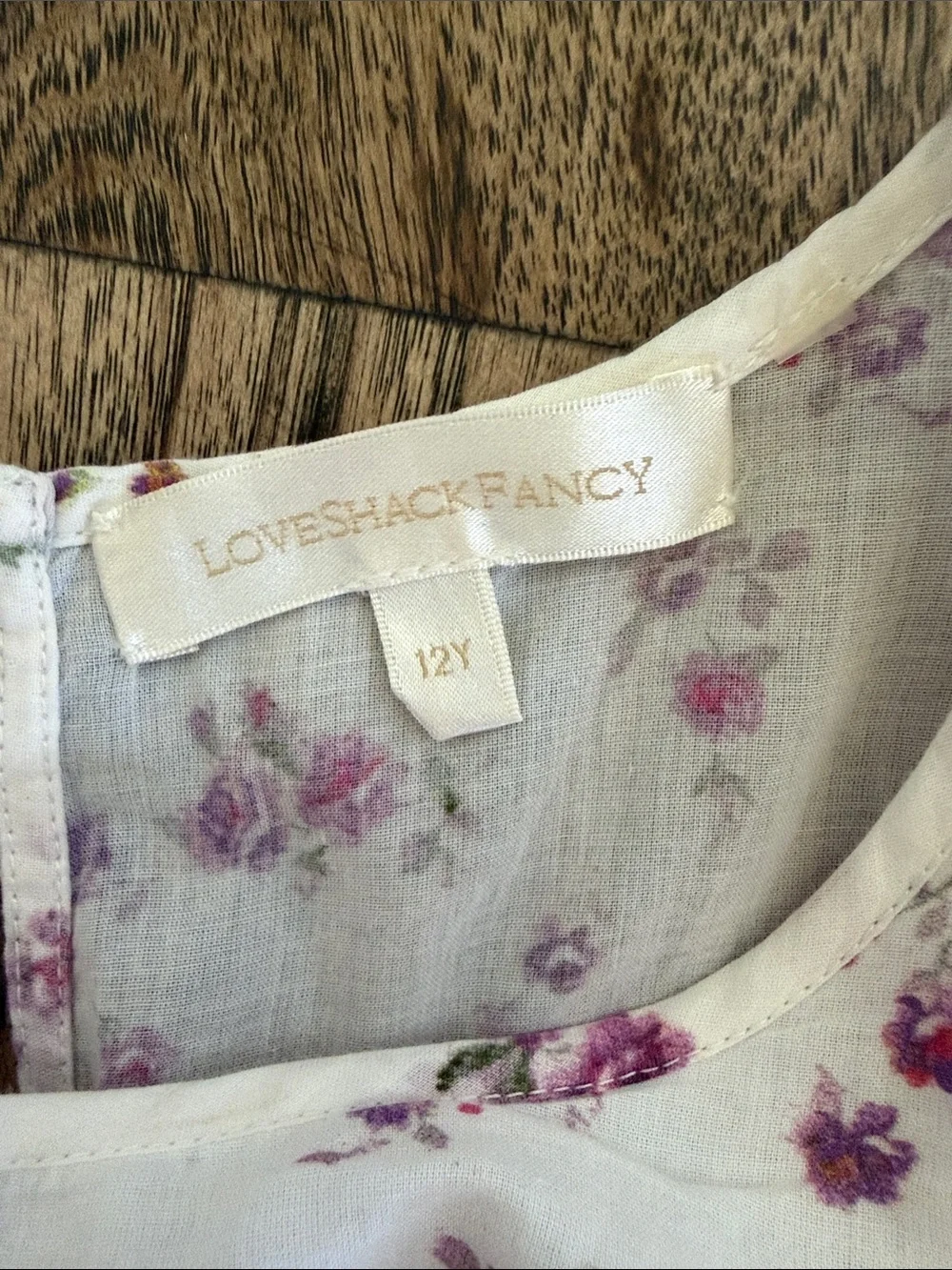 LoveShackFancy Gorgeous White Dress with Pink Floral Ruffle Details